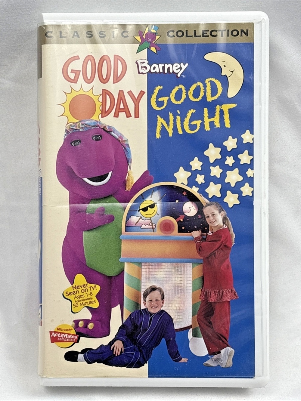 Barney VHS Good Day Good Night Classic Collection Clamshell Rare Tested